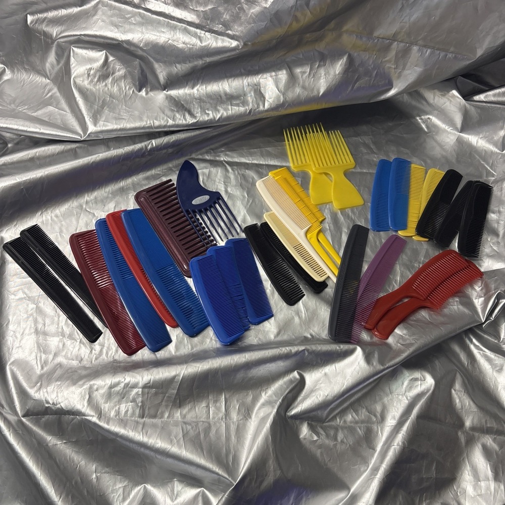 Vintage Hair Combs Detangling Plastic Rat Tail‎ Unbreakable Goody Lot of 31